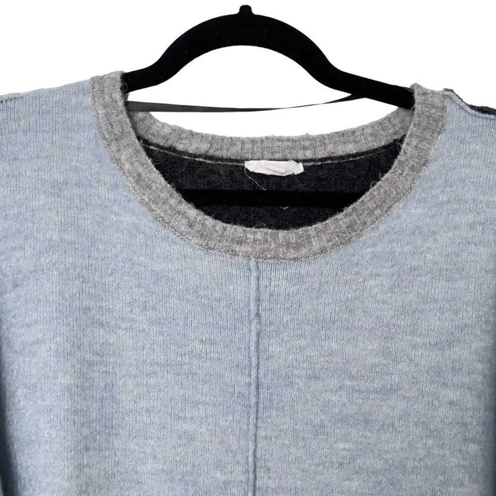 Westbound Wool Blend Oversized Boxy Drop Sleeve Colorblock Crew Neck Sweater (L)